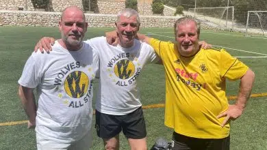 Former Wolves players Jon Purdie, Neil Edwards and Micky Holmes
