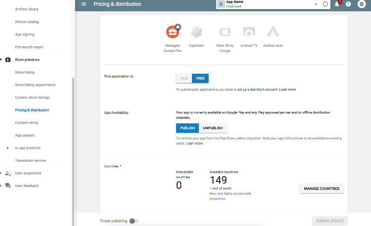 Pautas para publicar su aplicación de Android en Google Play Store 15 Precio y Distribución