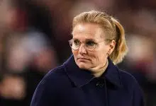 England manager Sarina Wiegman before the Arnold Clark Cup match at the Riverside Stadium,