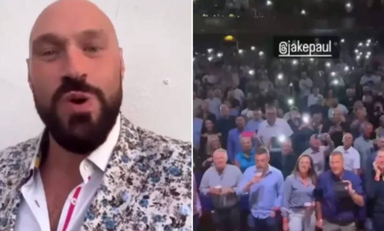 Tyson Fury lidera a la multitud cantando Jake Paul is AP ***y 1 Tyson Fury lidera a la multitud cantando Jake Paul is AP ***y