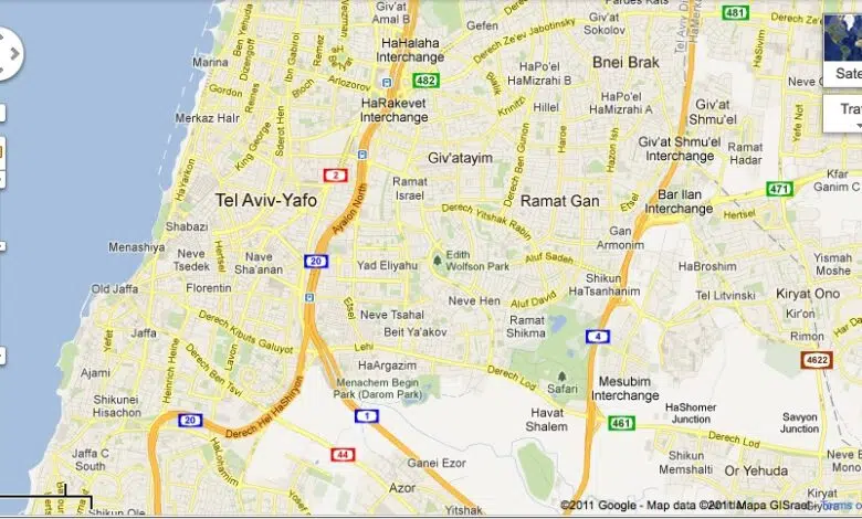 Espacio abierto urbano: ¿bueno o malo para el medio ambiente? 1 "tel aviv map"