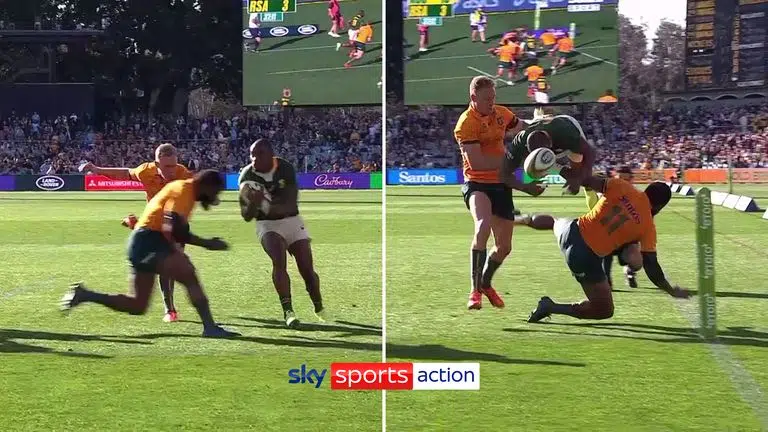 Marika Koroibete hace una gran atajada para negar a Makazole Mapimpi | Video | Ver TV 1 Sky Sports