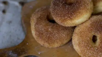 baked sufganiyot, baked jelly doughnut with cinammon
