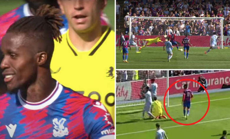 Wilfried Zaha mira fijamente a Emiliano Martínez después de rebotar de un penalti fallado y definitivamente molesta a Emiliano Martínez 1 Wilfried Zaha mira fijamente a Emiliano Martínez después de rebotar de un penalti fallado y definitivamente molesta a Emiliano Martínez