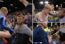 Un fan del Everton olvidó que Anthony Gordon tenía un hijo mientras intentaba abrazarlo