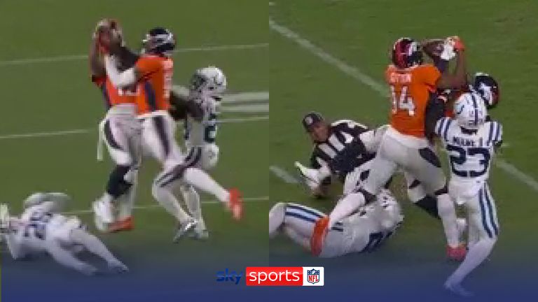 Indianapolis Colts 12-9 Denver Broncos: Matt Ryan vence a Russell Wilson en tiempo extra, los Colts ganan después de la lucha de ambas ofensivas | Noticias de la NFL 5 Courtland Sutton y Montrell Washington causaron cierta confusión ya que ambos atraparon el mismo balón para 51 yardas y el árbitro fue eliminado en el proceso.