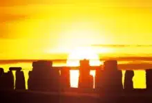 Stonehenge silhouetted against the setting sun. Taken on December the 22nd, winter solstice.