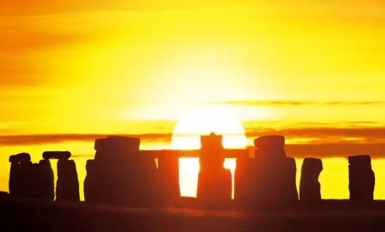 Stonehenge silhouetted against the setting sun. Taken on December the 22nd, winter solstice.
