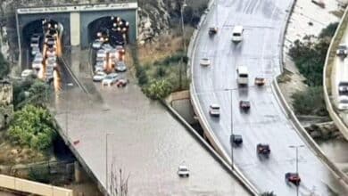 flooding Lebanon, blocking trash