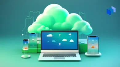 A cloud sitting over a laptop - as businesses become more and more digital