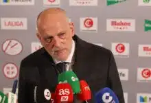 El sitio web principal de La Liga Block intenta resolver la transmisión pirata 5 Tebas speaks to the media.